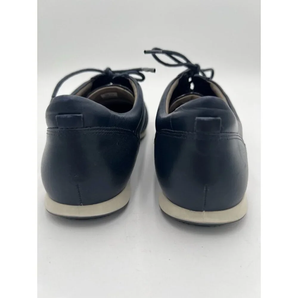 Ecco Touch Navy Leather Sneakers Women 40 US 9-9.5 Lace Up Comfort Walking Shoes
